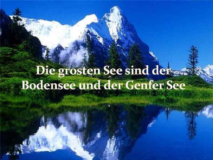 Die grosten See sind der Bodensee und der Genfer See 