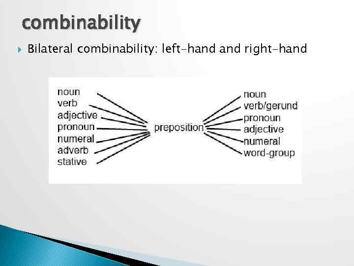 combinability Bilateral combinability: left-hand right-hand 