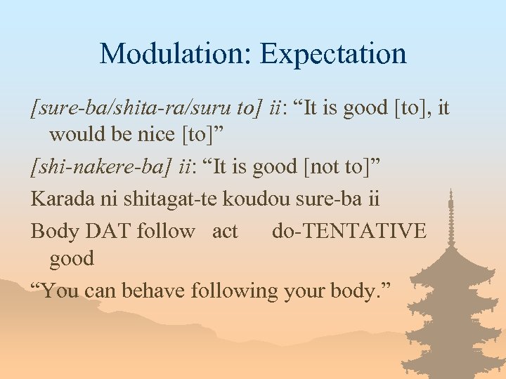 Modulation: Expectation [sure-ba/shita-ra/suru to] ii: “It is good [to], it would be nice [to]”