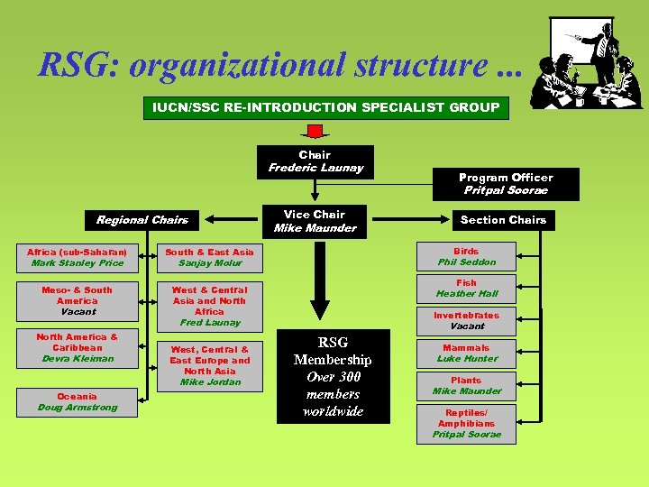 RSG: organizational structure. . . IUCN/SSC RE-INTRODUCTION SPECIALIST GROUP Chair Frederic Launay Program Officer
