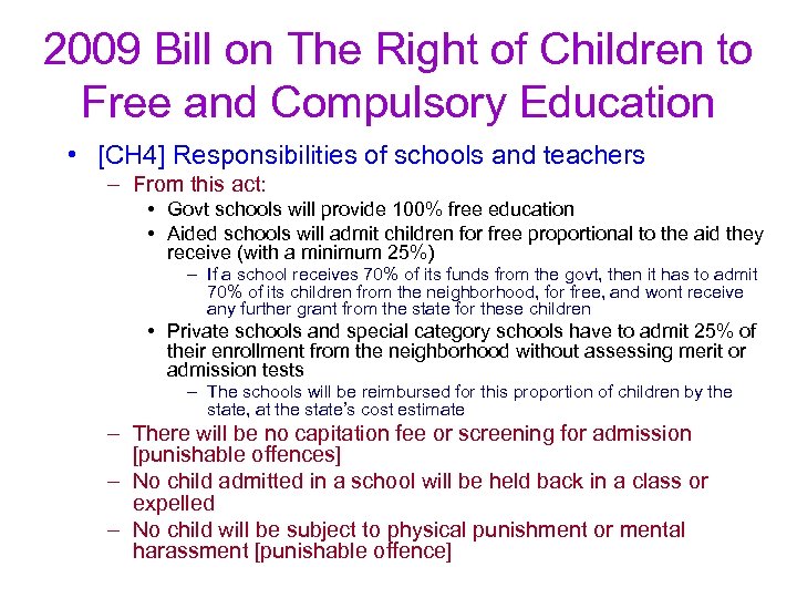 2009 Bill on The Right of Children to Free and Compulsory Education • [CH