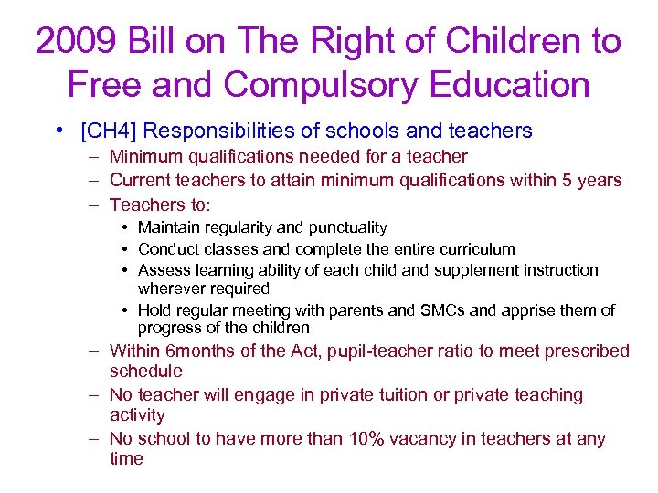 2009 Bill on The Right of Children to Free and Compulsory Education • [CH
