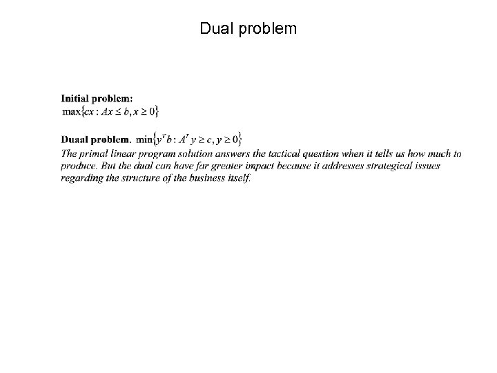 Dual problem 