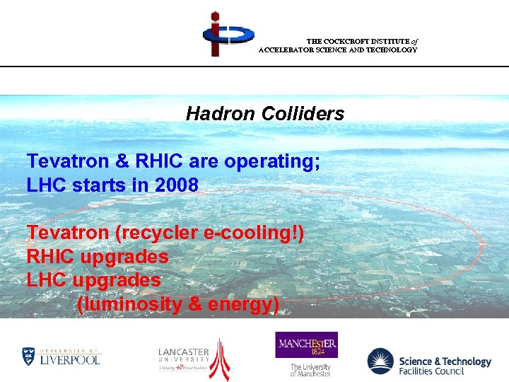THE COCKCROFT INSTITUTE of ACCELERATOR SCIENCE AND TECHNOLOGY Hadron Colliders Tevatron & RHIC are