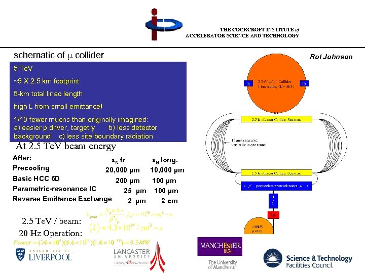 THE COCKCROFT INSTITUTE of ACCELERATOR SCIENCE AND TECHNOLOGY schematic of m collider 5 Te.