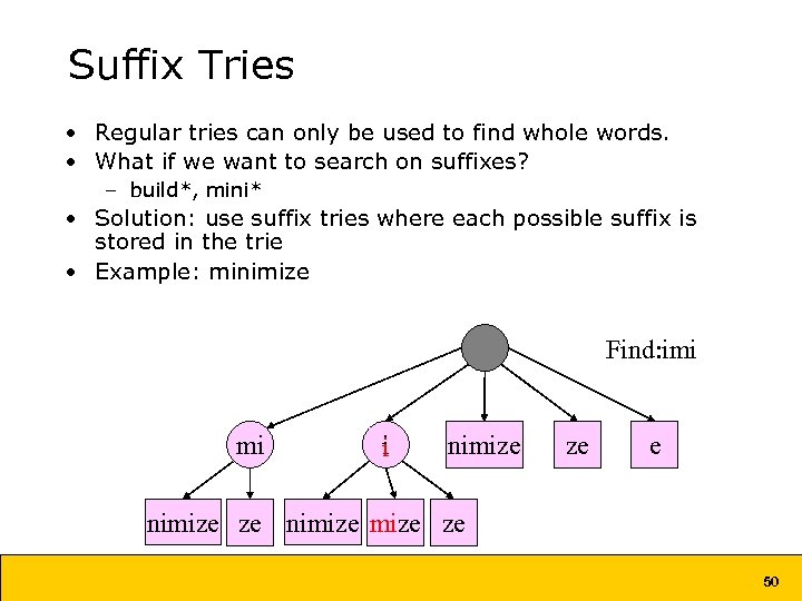 Suffix Tries • Regular tries can only be used to find whole words. •