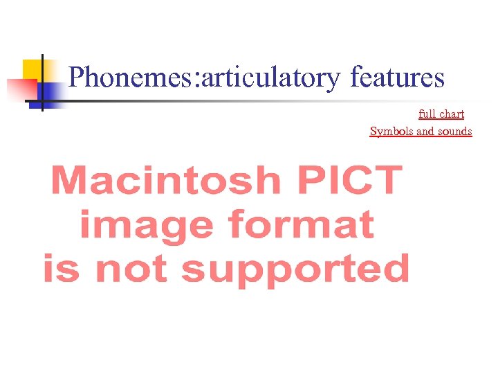 Phonemes: articulatory features full chart Symbols and sounds 
