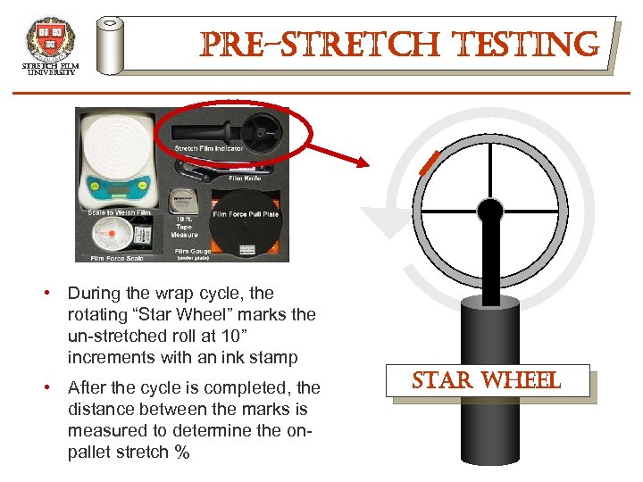 stretch film university pre-stretch testing • During the wrap cycle, the rotating “Star Wheel”