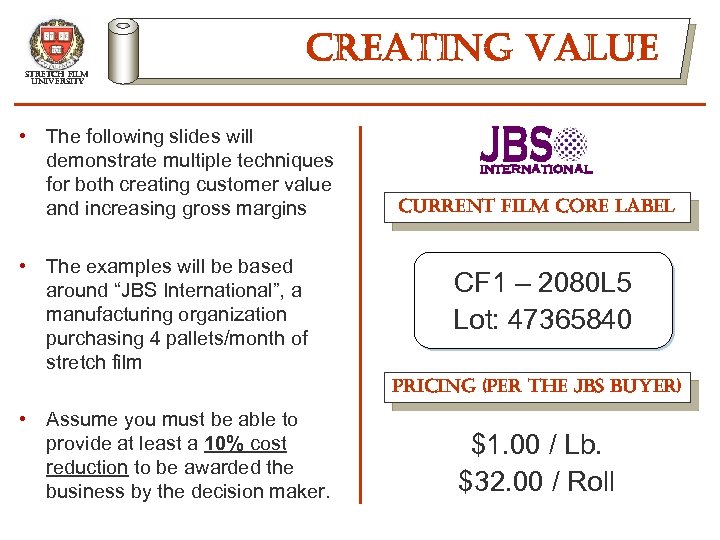 stretch film university creating value • The following slides will demonstrate multiple techniques for