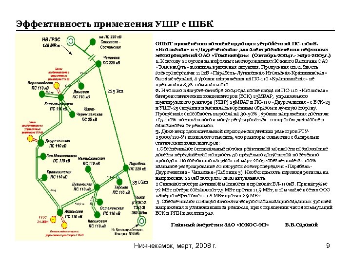 Эффективность применения УШР с ШБК 225 km 350 km ОПЫТ применения компенсирующих устройств на