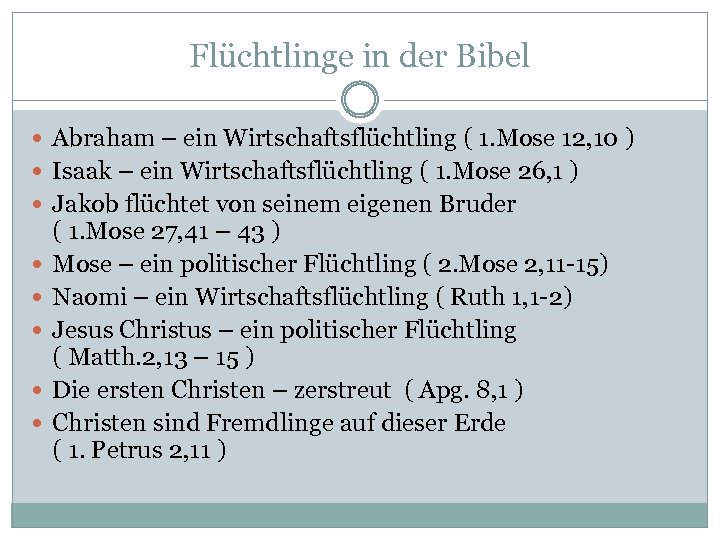 Flüchtlinge in der Bibel Abraham – ein Wirtschaftsflüchtling ( 1. Mose 12, 10 )