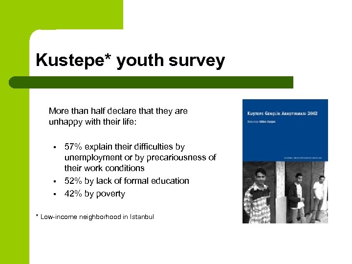 Kustepe* youth survey More than half declare that they are unhappy with their life: