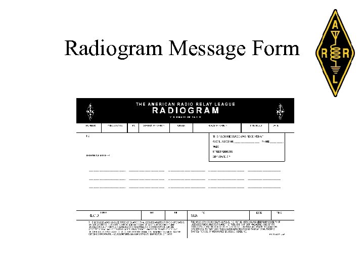 Radiogram Message Form 