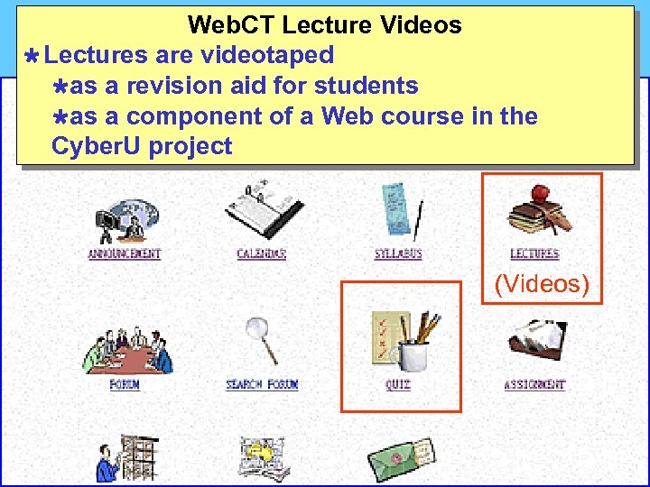 Web. CT Lecture Videos Ù Lectures are videotaped Ùas a revision aid for students