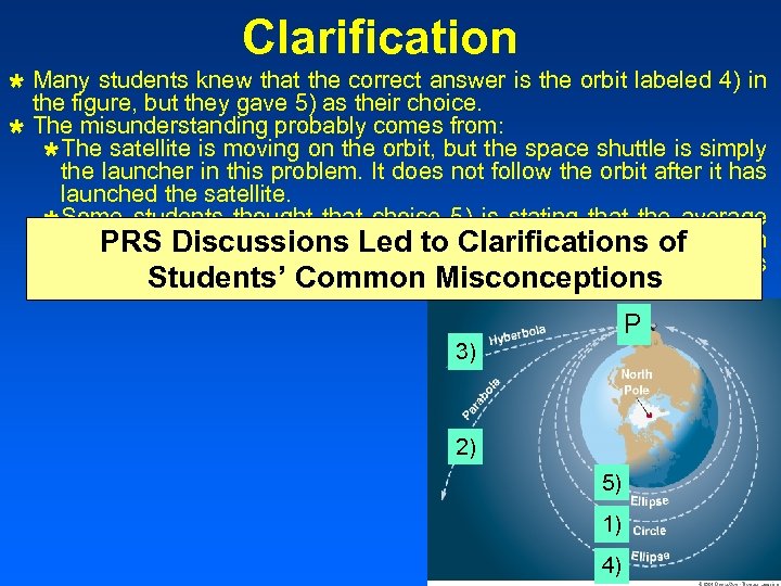 Clarification Many students knew that the correct answer is the orbit labeled 4) in