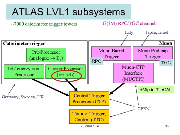 ATLAS LVL 1 subsystems O(1 M) RPC/TGC channels ~7000 calorimeter trigger towers Italy Calorimeter