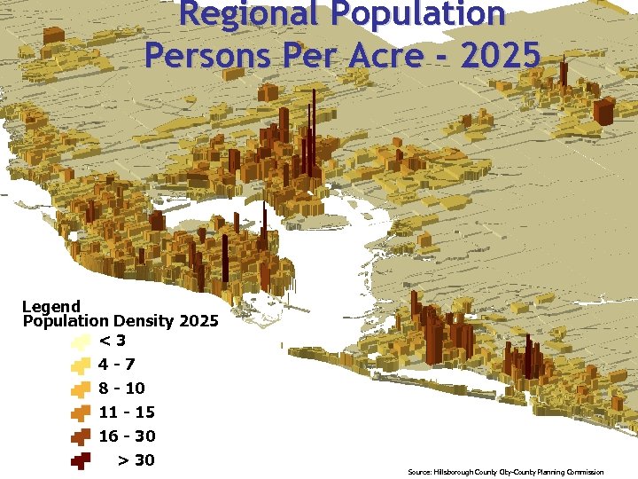 Regional Population Persons Per Acre - 2025 Legend Population Density 2025 <3 4 -7