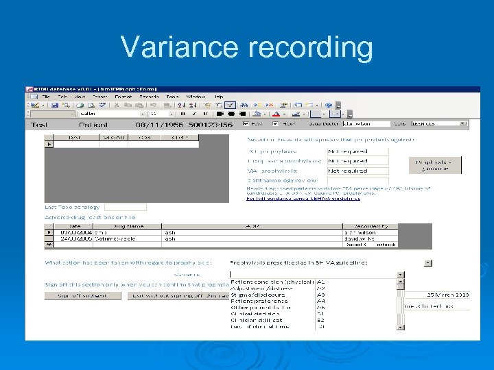 Variance recording 