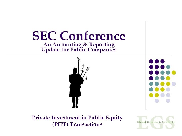 SEC Conference An Accounting & Reporting Update for Public Companies Private Investment in Public