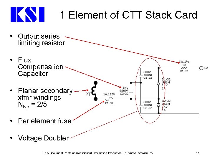 1 Element of CTT Stack Card • Output series limiting resistor • Flux Compensation