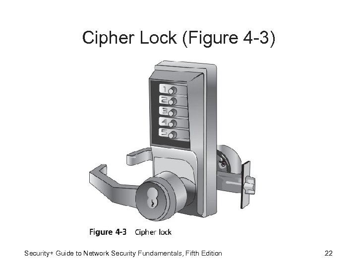 Cipher Lock (Figure 4 -3) Security+ Guide to Network Security Fundamentals, Fifth Edition 22