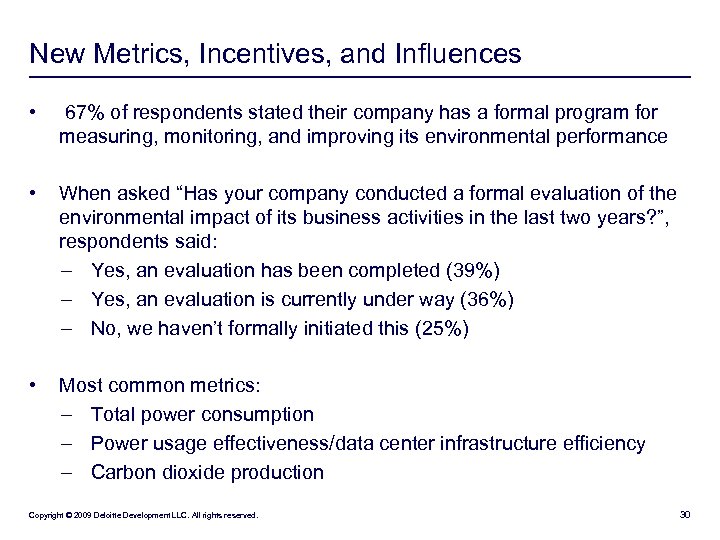 New Metrics, Incentives, and Influences • 67% of respondents stated their company has a
