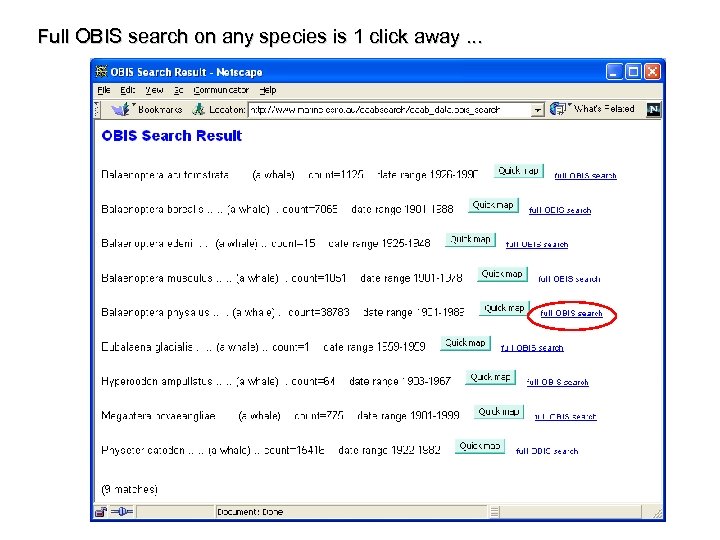 Full OBIS search on any species is 1 click away. . . 