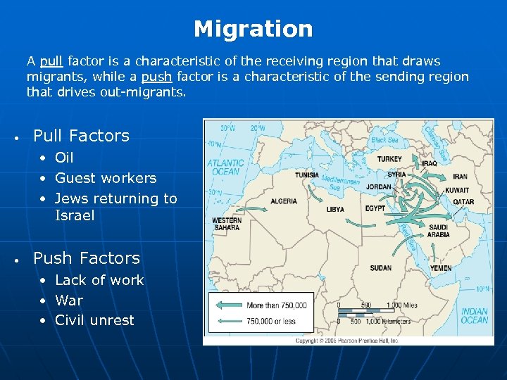 Migration A pull factor is a characteristic of the receiving region that draws migrants,