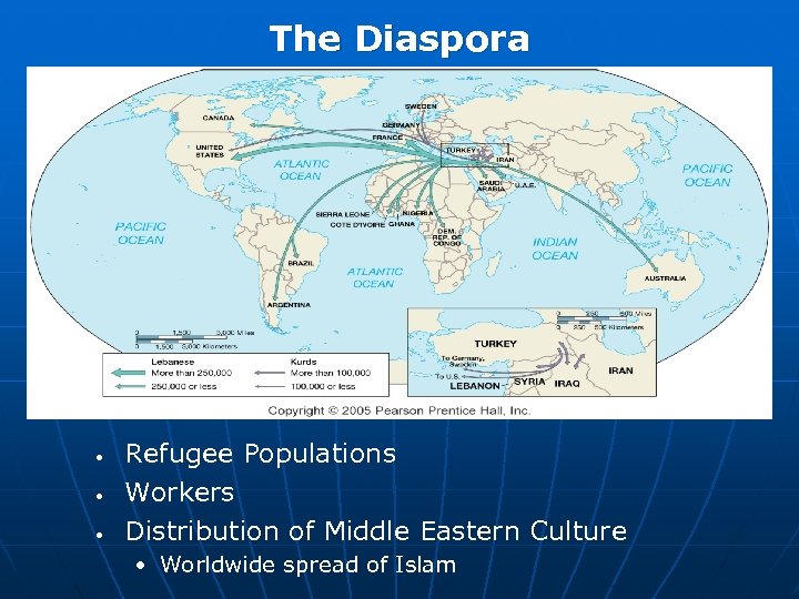 The Diaspora • • • Refugee Populations Workers Distribution of Middle Eastern Culture •
