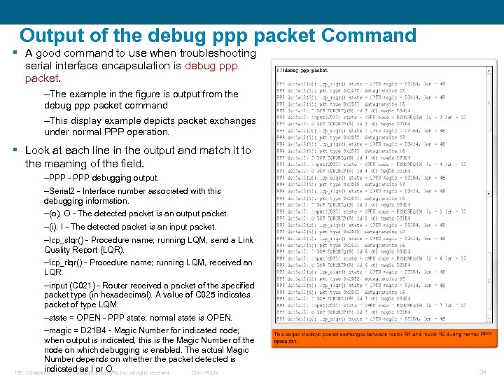 Output of the debug ppp packet Command § A good command to use when