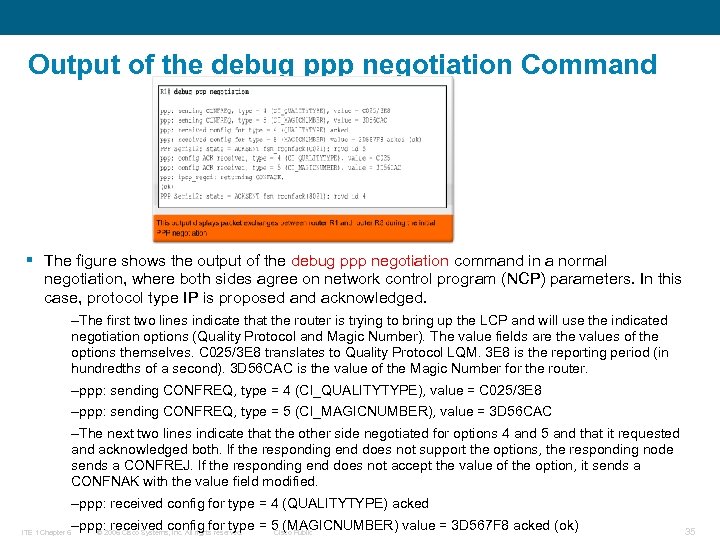 Output of the debug ppp negotiation Command § The figure shows the output of