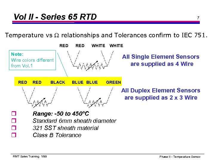 Vol II - Series 65 RTD 7 Temperature vs relationships and Tolerances confirm to