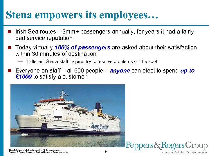 Stena empowers its employees… n Irish Sea routes – 3 mm+ passengers annually, for