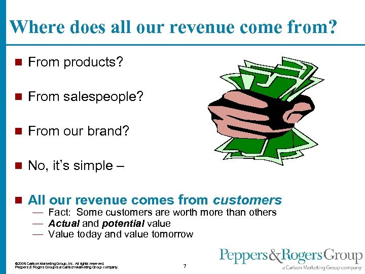 Where does all our revenue come from? n From products? n From salespeople? n