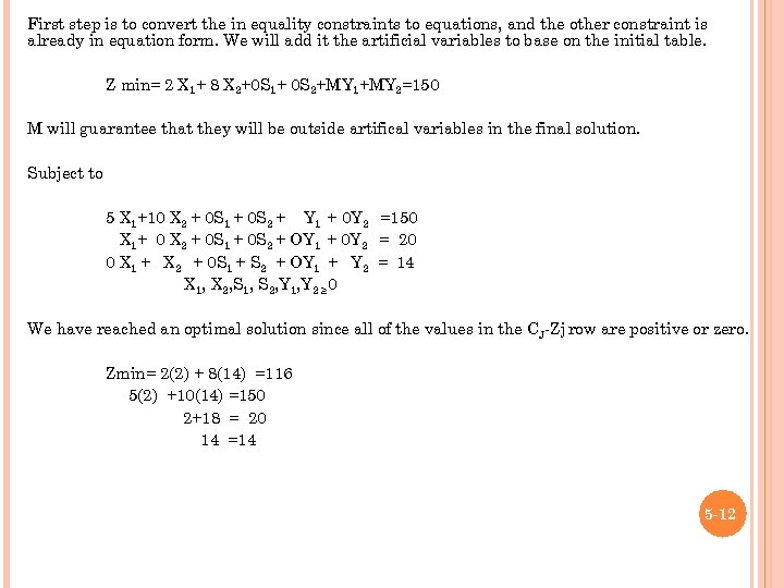 First step is to convert the in equality constraints to equations, and the other