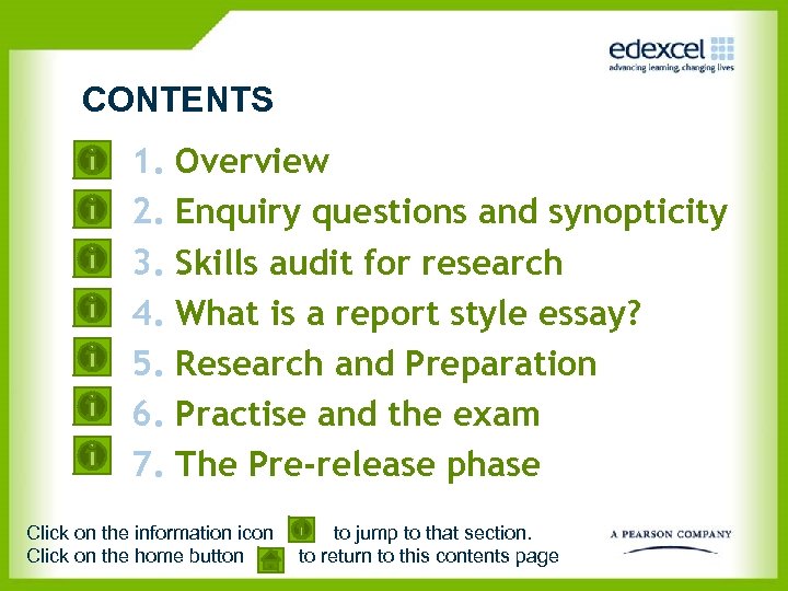 CONTENTS 1. Overview 2. Enquiry questions and synopticity 3. Skills audit for research 4.