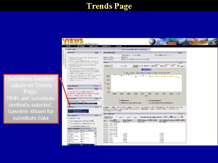 Trends Page Substitute baseline values on Trends Page: RHR and substitute methods selected, baseline