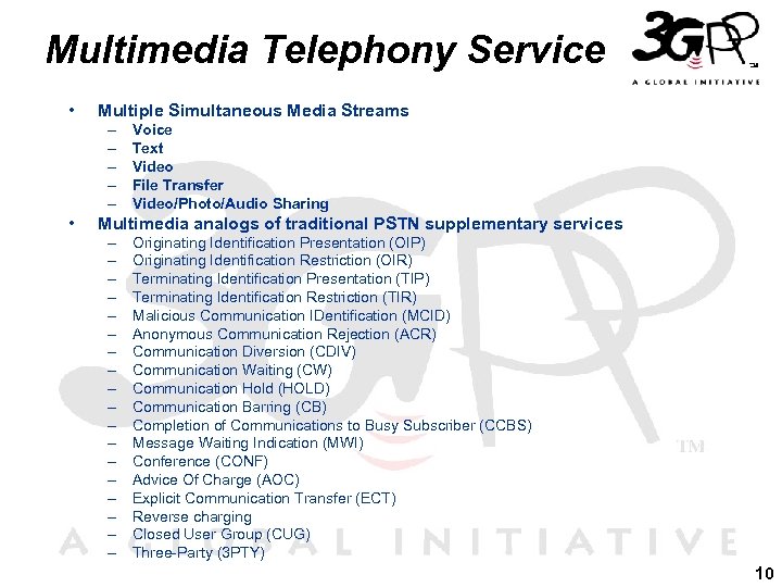 Multimedia Telephony Service • Multiple Simultaneous Media Streams – – – • Voice Text
