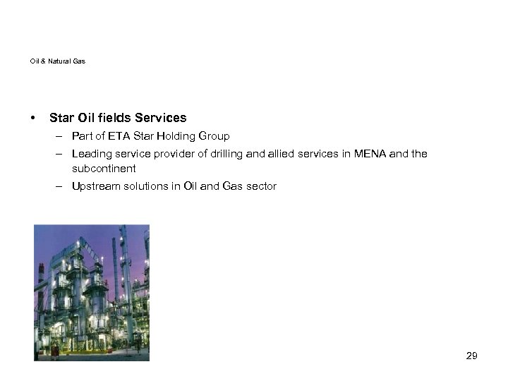 Oil & Natural Gas • Star Oil fields Services – Part of ETA Star