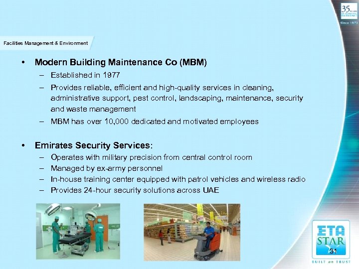 Facilities Management & Environment • Modern Building Maintenance Co (MBM) – Established in 1977