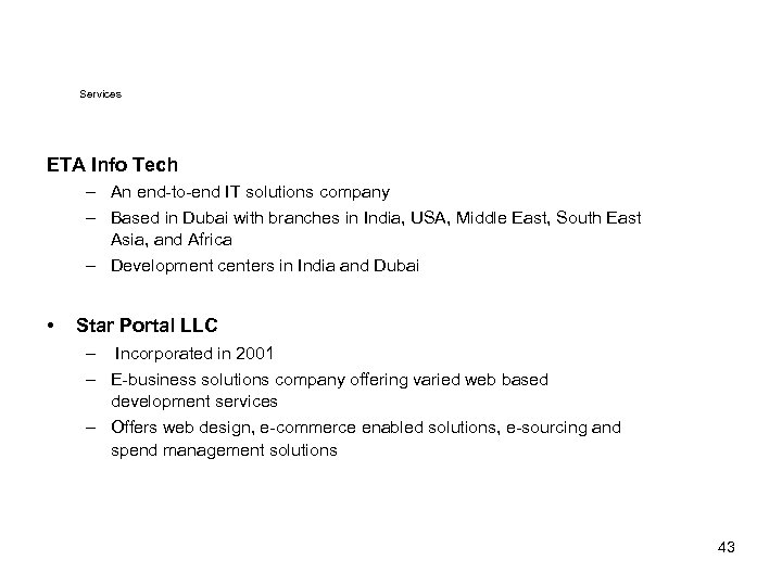 Services ETA Info Tech – An end-to-end IT solutions company – Based in Dubai