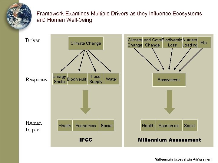 Framework Examines Multiple Drivers as they Influence Ecosystems and Human Well-being Driver Response Human