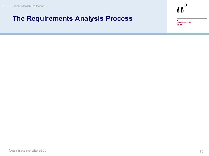 ESE — Requirements Collection The Requirements Analysis Process © © Oscar Nierstrasz Ian Sommerville