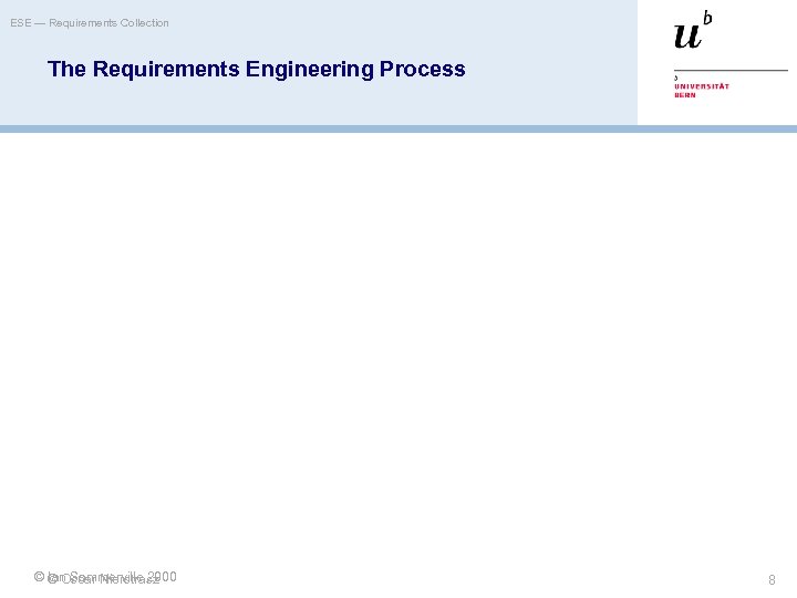 ESE — Requirements Collection The Requirements Engineering Process © © Oscar Nierstrasz Ian Sommerville