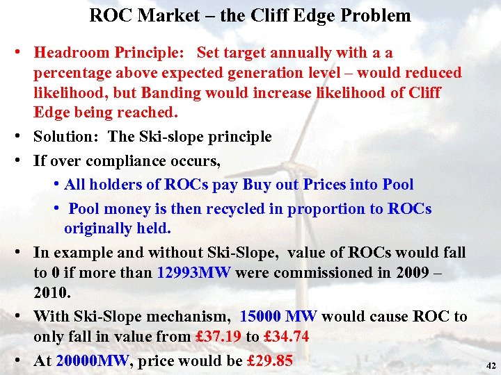 ROC Market – the Cliff Edge Problem • Headroom Principle: Set target annually with