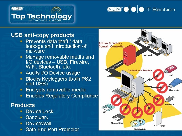 USB anti-copy products § Prevents data theft / data leakage and introduction of malware