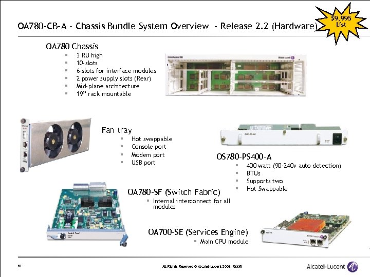 OA 780 -CB-A – Chassis Bundle System Overview - Release 2. 2 (Hardware) $9,
