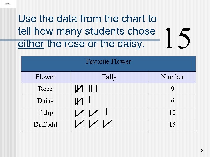 Use the data from the chart to tell how many students chose either the