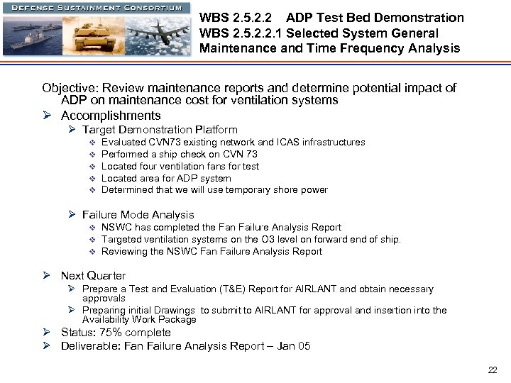 WBS 2. 5. 2. 2 ADP Test Bed Demonstration WBS 2. 5. 2. 2.