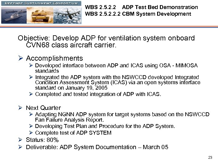 WBS 2. 5. 2. 2 ADP Test Bed Demonstration WBS 2. 5. 2. 2.